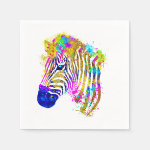 Guardanapo De Papel Zebra Gráfica com Efeito de Tinta em Aquarela Colo