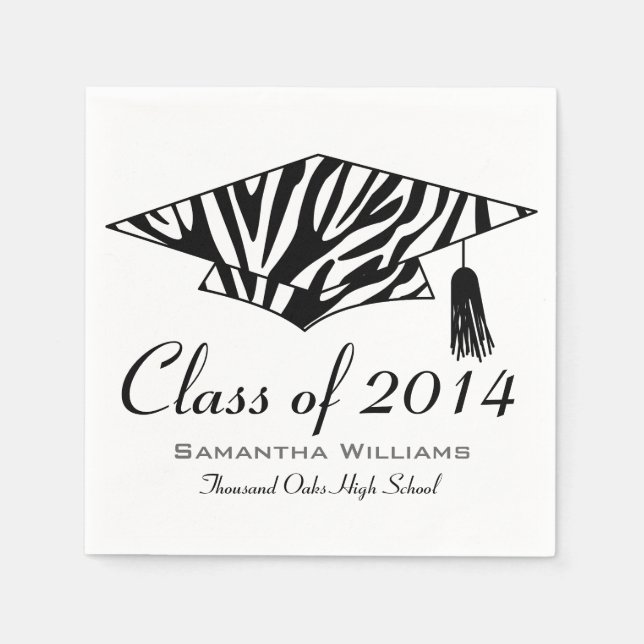 Guardanapo De Papel Zebra Imprime Nome Personalizado Graduação Napkins (Frente)