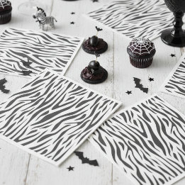 Guardanapo De Papel Zebra Print Black and White Party 