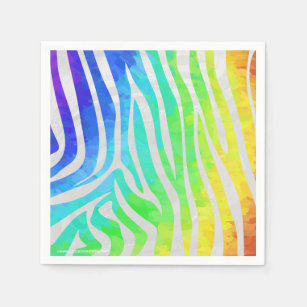 Guardanapo De Papel Zebra Rainbow e White Impressão