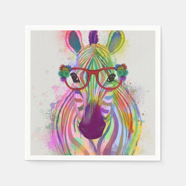 Guardanapo De Papel Zebra Rainbow Splash (Frente)