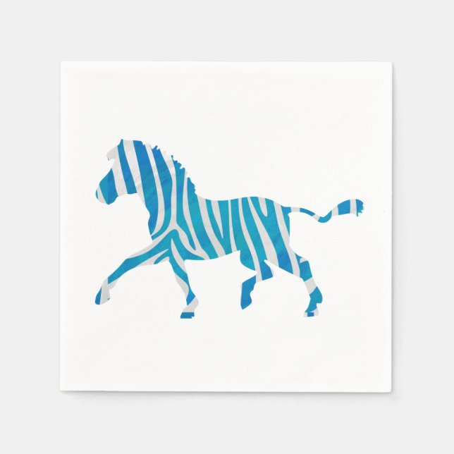 Guardanapo De Papel Zebra Silhouette Azul e Branco (Frente)