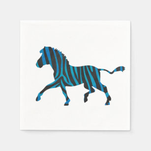 Guardanapo De Papel Zebra Silhueta Negra e Azul