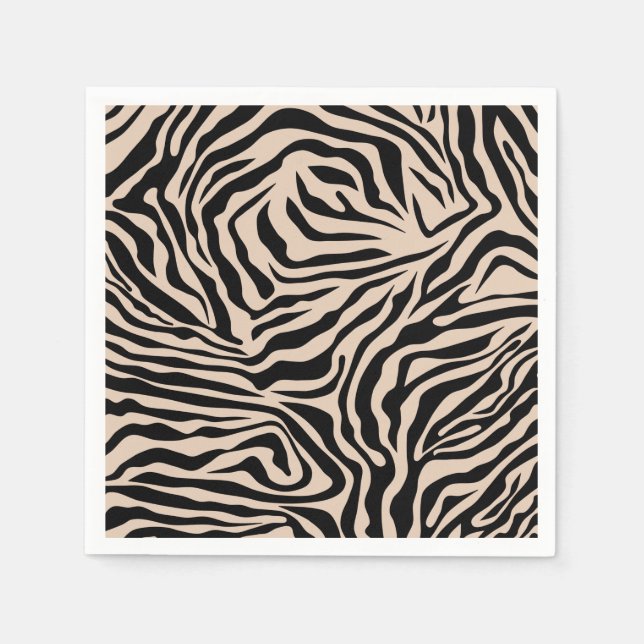 Guardanapo De Papel Zebra Stripes Cream Beige Black Wild (Frente)