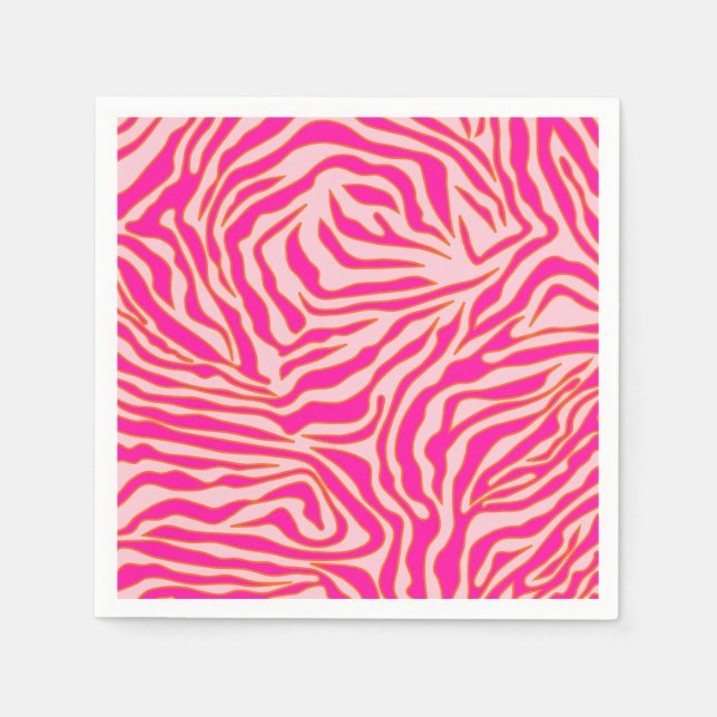 Guardanapo De Papel Zebra Stripes Rosa Laranja Cor-de-rosa Impressão A (Frente)