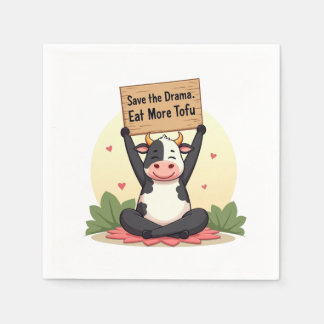 Guardanapo De Papel Zen Cow Protest – Save the Drama, Eat More Tofu