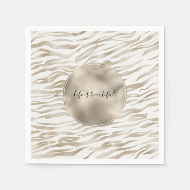 Guardanapo De Papel Zen Cream White Ccoa Castanho Zebra (Frente)