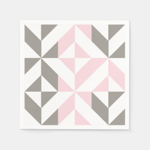 Guardanapo De Papel ZigZag geométrico, rosa e prata