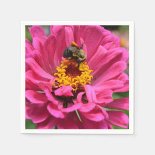 Guardanapo De Papel Zinnia rosa e abelha-lombo