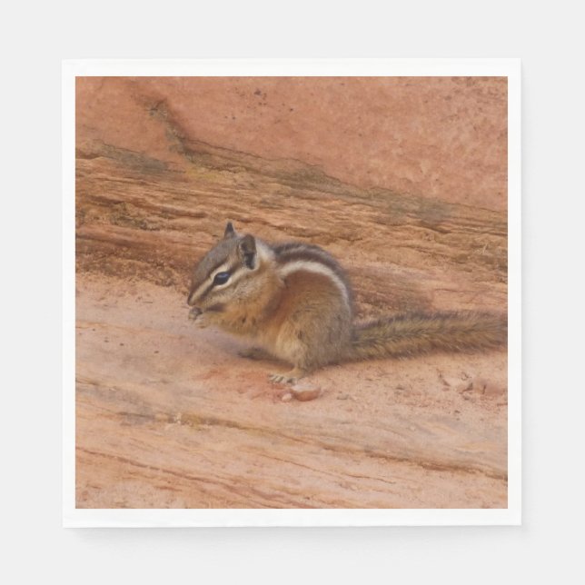 Guardanapo De Papel Zion Chipmunk em Rochas Vermelhas (Frente)