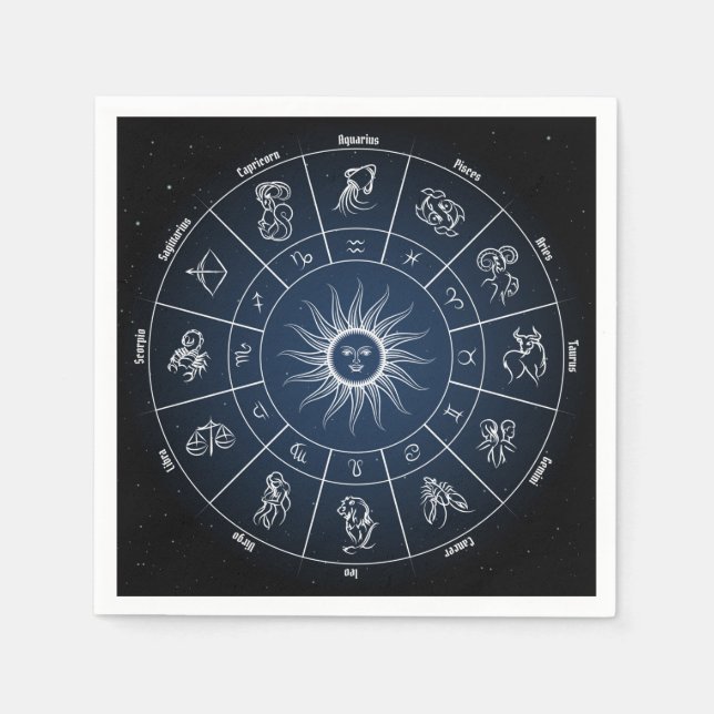 Guardanapo De Papel Zodiac circle with horoscope signs (Frente)