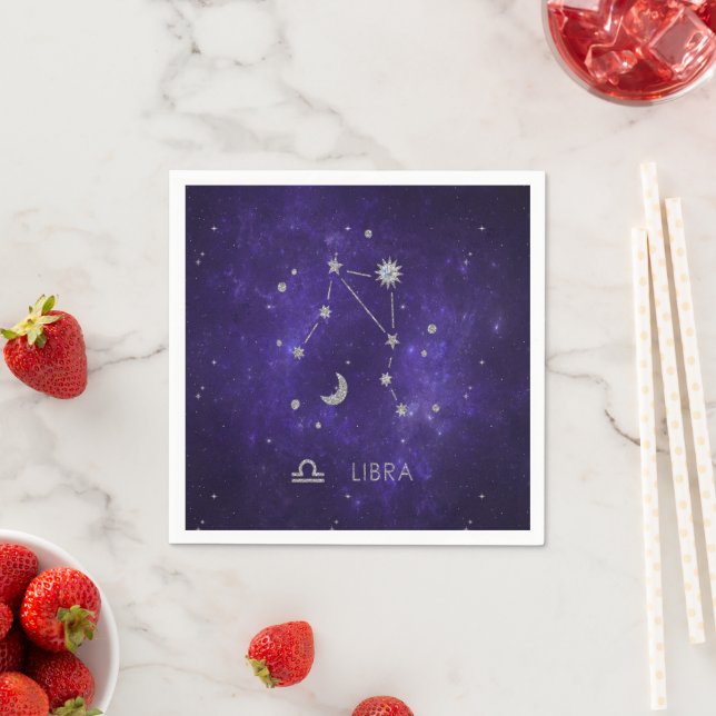 Guardanapo De Papel Zodiac Purple Libra | Astrologia Cósmica Horoscópi (Insitu)