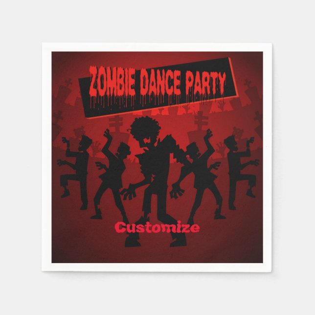 Guardanapo De Papel Zombie Dance Party Black & Orange (Frente)