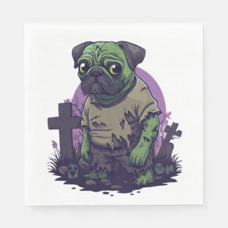 Guardanapo De Papel Zombie Pug � Undead Funny Halloween Dog
