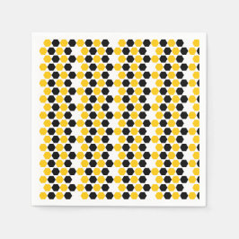 Guardanapo De Papel Zumbido Preto Amarelo Geométrico Hexagrama Padrão 