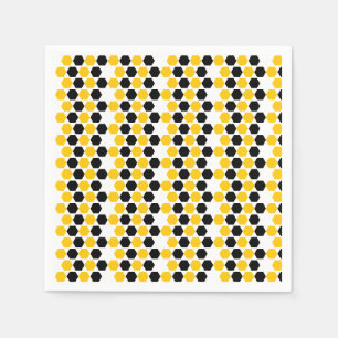 Guardanapo De Papel Zumbido Preto Amarelo Geométrico Hexagrama Padrão 