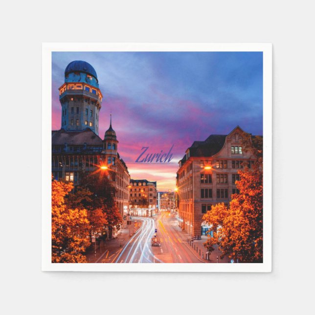 Guardanapo De Papel Zurique Suiça Sunset (Frente)