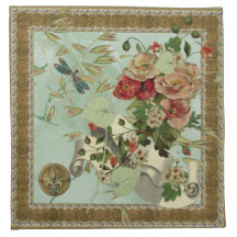 Dragonfly Vintage Cocktail Floral Napkins