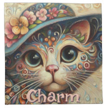 Gato Whimsical com chapéu Floral Personalizado