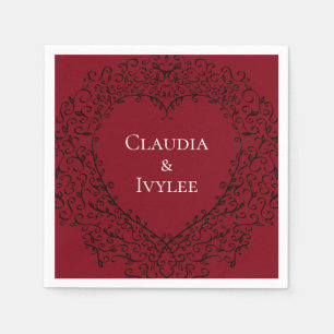 Guardanapo góticos do casamento do coração