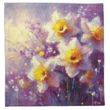Impressionista Daffodil Floral Purple Yellow Art