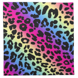 Guardanapo Neon Rainbow Leopard Pattern Impressão