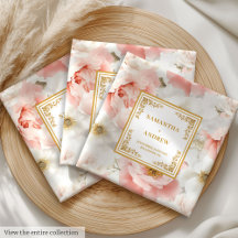 Romântico Blush Ivory Dourado Casamento Cloth Napk