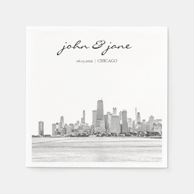 Guardanapo Skyline Personalizado de Chicago (Frente)