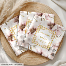 Vintage Dusty Pink Dourado Casamento Cloth Napkins