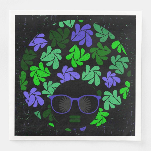 Guardanapos Afro Diva Verde e Azul (Frente)
