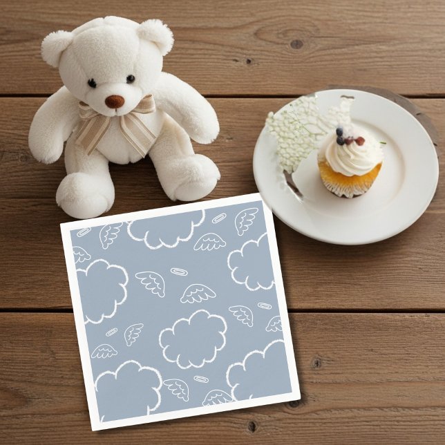 Guardanapos Azuis Céu Halo de Anjo Celestial (Heavenly Angel Halo Cloud Blue Napkins)
