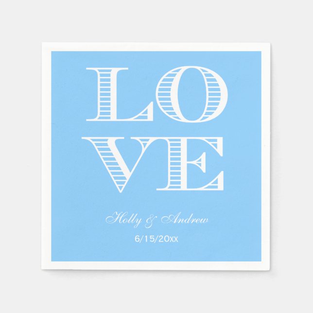 Guardanapos Azul Céu, Branco LOVE (Frente)