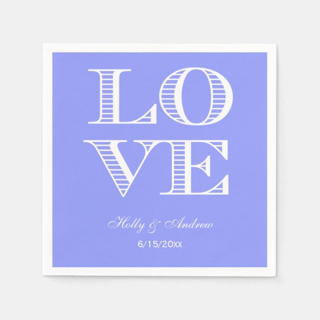 Guardanapos Azul Vinca, Branco LOVE (Frente)