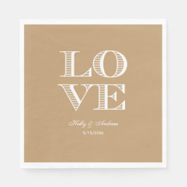 Guardanapos Bege Camelo, Branco LOVE