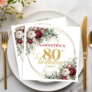 Guardanapos Bohemian Marsala Floral Gold para 80º 