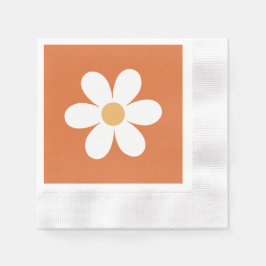 Guardanapos boho laranja queimado margarida retrô