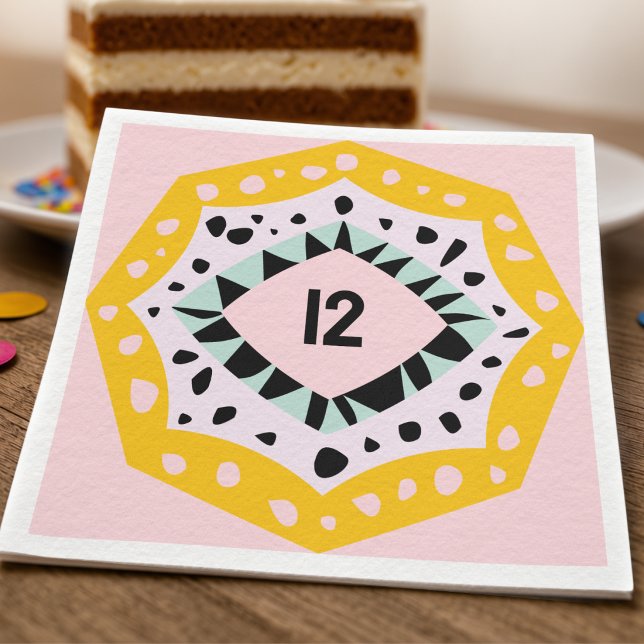 Guardanapos Bonitos e Coloridos com Idade Personal (Napkins that make a statement. Bold colors, fun shapes, and your chosen age front and center.)