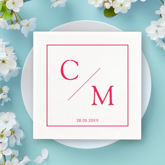 Guardanapos Brancos de Monograma Simples Elegante  (Personalized simple elegant monogram napkin)
