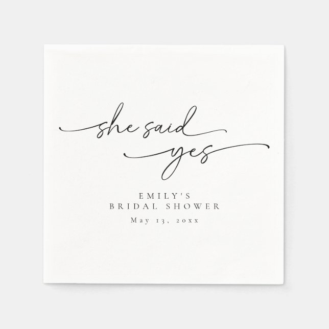 Guardanapos Casamento Minimalista Ela Disse Sim (Frente)
