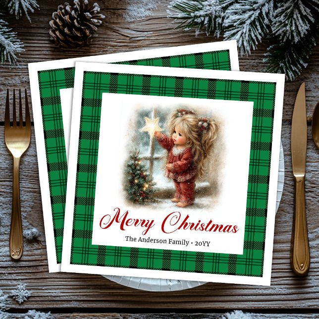Guardanapos Cena de Natal Celebração Rústica Vinta (Vintage Rustic Celebration Christmas Scene Napkins)