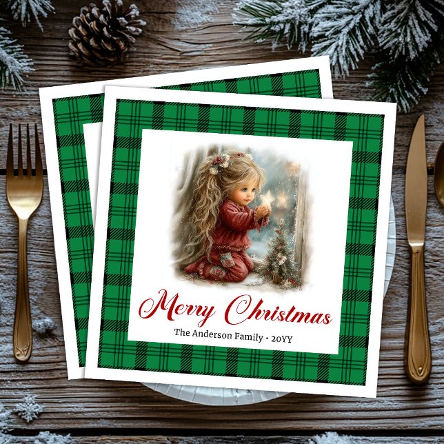 Guardanapos Cena de Natal com Design Mínimo Encant (Charming Minimal Design Christmas Scene Napkins)