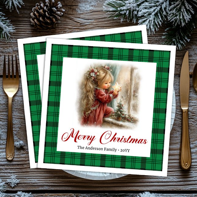 Guardanapos Cena Natalina Momento de Jantar Rústic (Cozy Rustic Dinner Moment Christmas Scene Napkins)