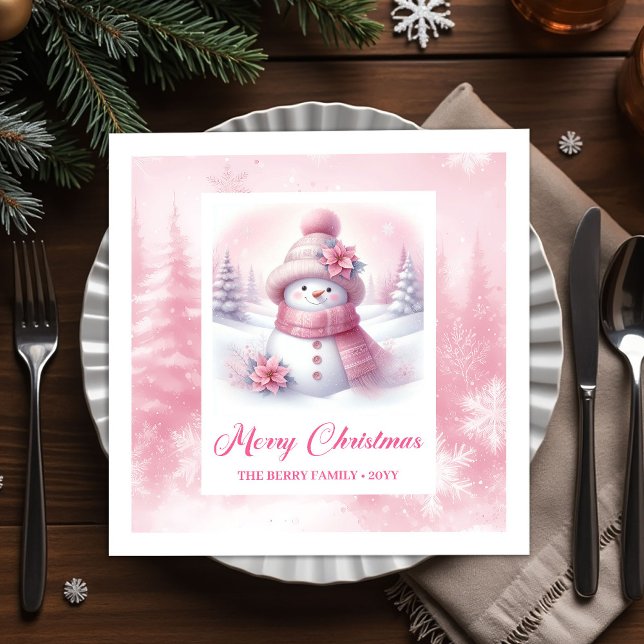 Guardanapos Charmosos de Cena de Natal Pinkmas par (Charming Pinkmas Christmas Scene Napkins for Kids Party)
