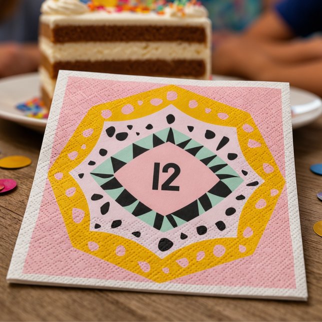 Guardanapos Coloridos e Fofos com Idade Personaliz (Napkins that make a statement. Bold colors, fun shapes, and your chosen age front and center.)