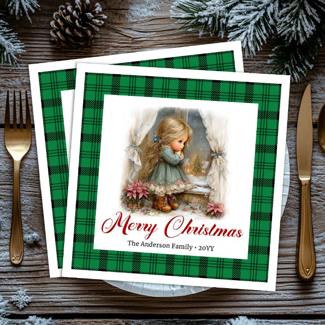 Guardanapos com Cena de Feriado em Aquarela Elegan (Elegant Watercolor Holiday Scene Name Napkins Set)