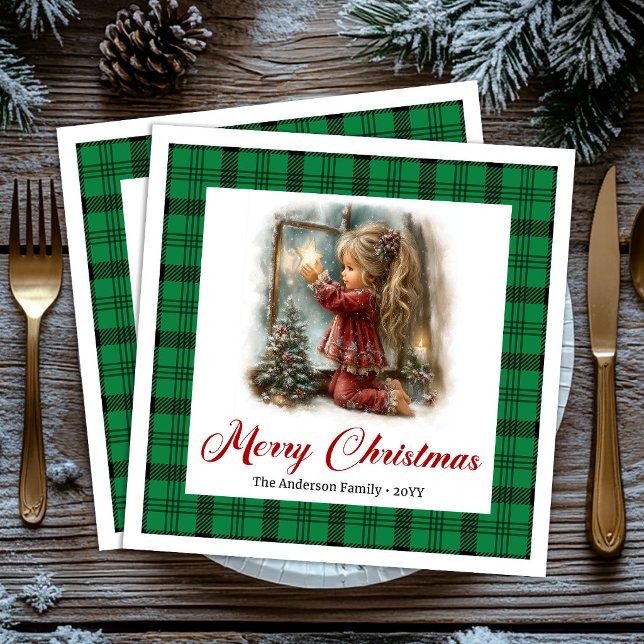 Guardanapos com Cena de Inverno Pintada com Elegân (Elegant Whimsical Painted Winter Scene Napkins)
