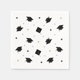 Guardanapos com Estrelas Graduação Preto Dourado P