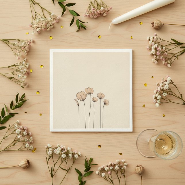 Guardanapos com flores modernas em design plano (Flat design modern flowers Napkins.)