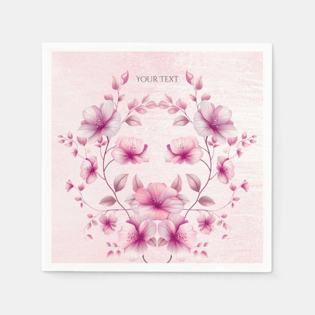 Guardanapos com Flores Rosa Aquarela (Frente)
