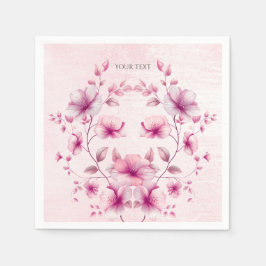 Guardanapos com Flores Rosa em Aquarela